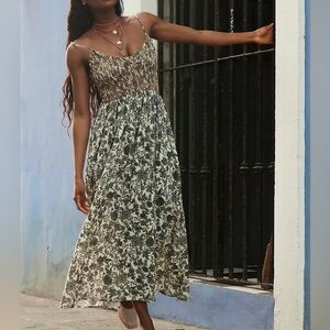 Free People Sweet Nothings Smocked Floral Gauze Midi Dress